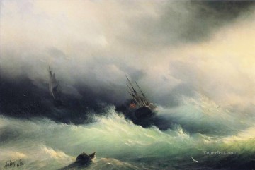 Barcos en una tormenta 1860 Romántico Ivan Aivazovsky Ruso Pinturas al óleo